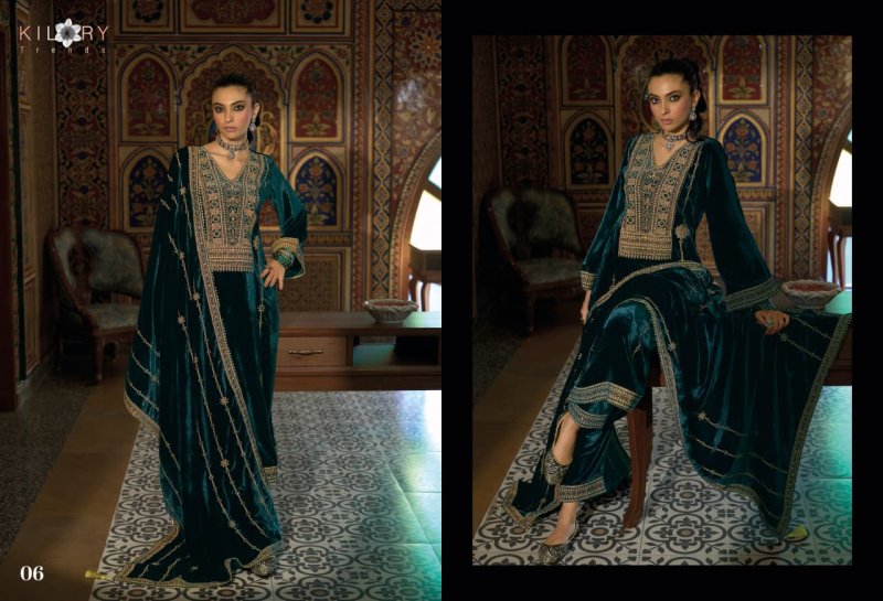 Tareef By Kilory Pure Valvet With Embroidery Work Dress Material
